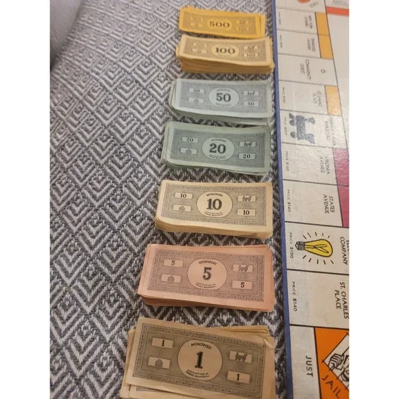 Vintage 1935 Blue Monopoly Board Game 99% Complete